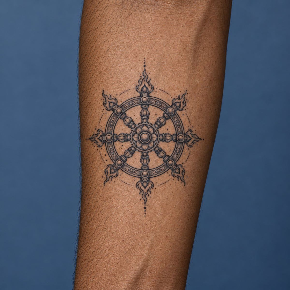 Buddhist Dharma Wheel Symbol Temporary Tattoo
