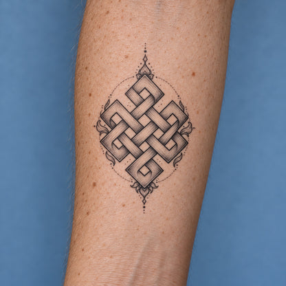 Buddhist Endless Knot Symbol Temporary Tattoo