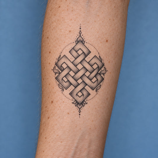 Buddhist Endless Knot Symbol Temporary Tattoo
