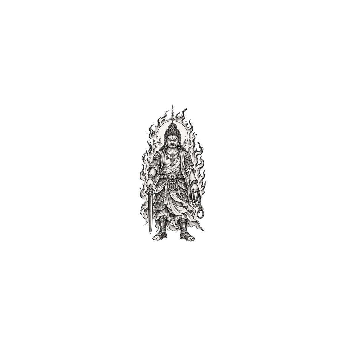Buddhist Fudo Myoo Graphic Temporary Tattoo