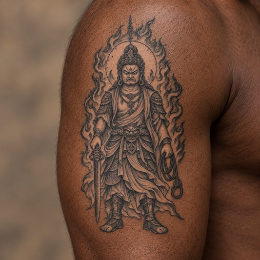 Buddhist Fudo Myoo Graphic Temporary Tattoo