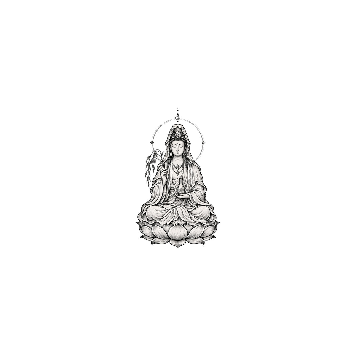 Buddhist Guanyin Graphic Temporary Tattoo