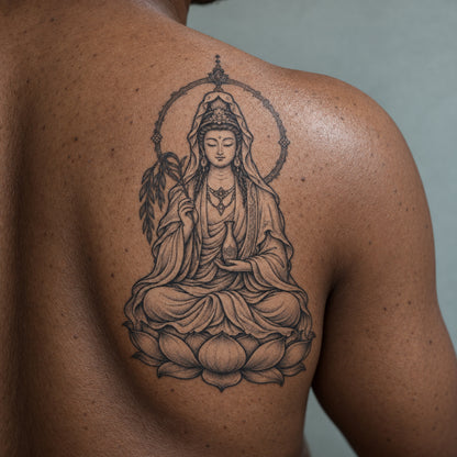 Buddhist Guanyin Graphic Temporary Tattoo