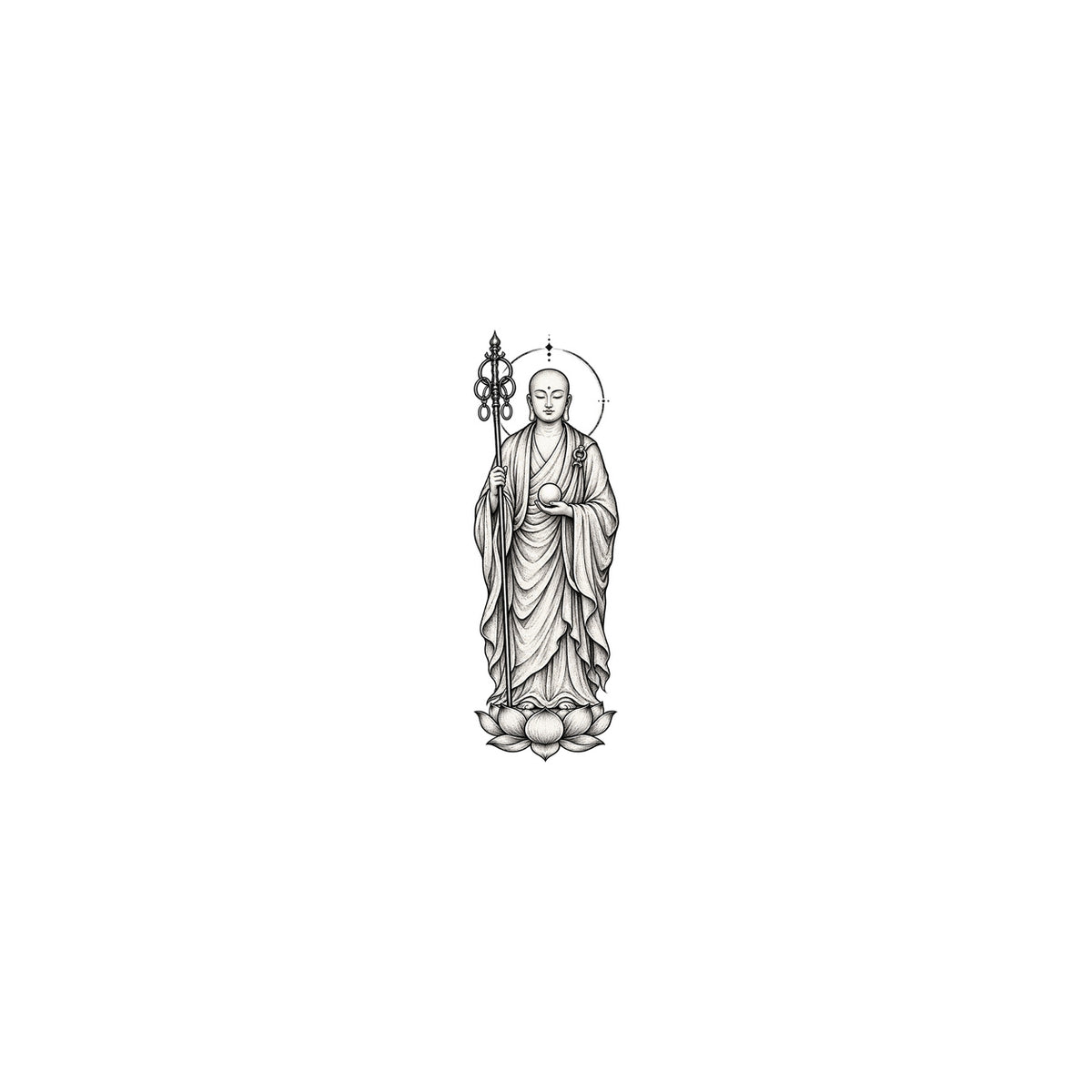 Buddhist Ksitigarbha Graphic Temporary Tattoo