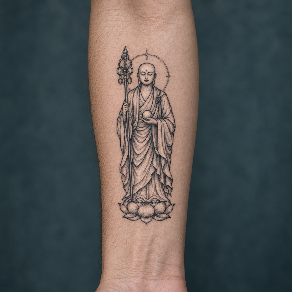 Buddhist Ksitigarbha Graphic Temporary Tattoo