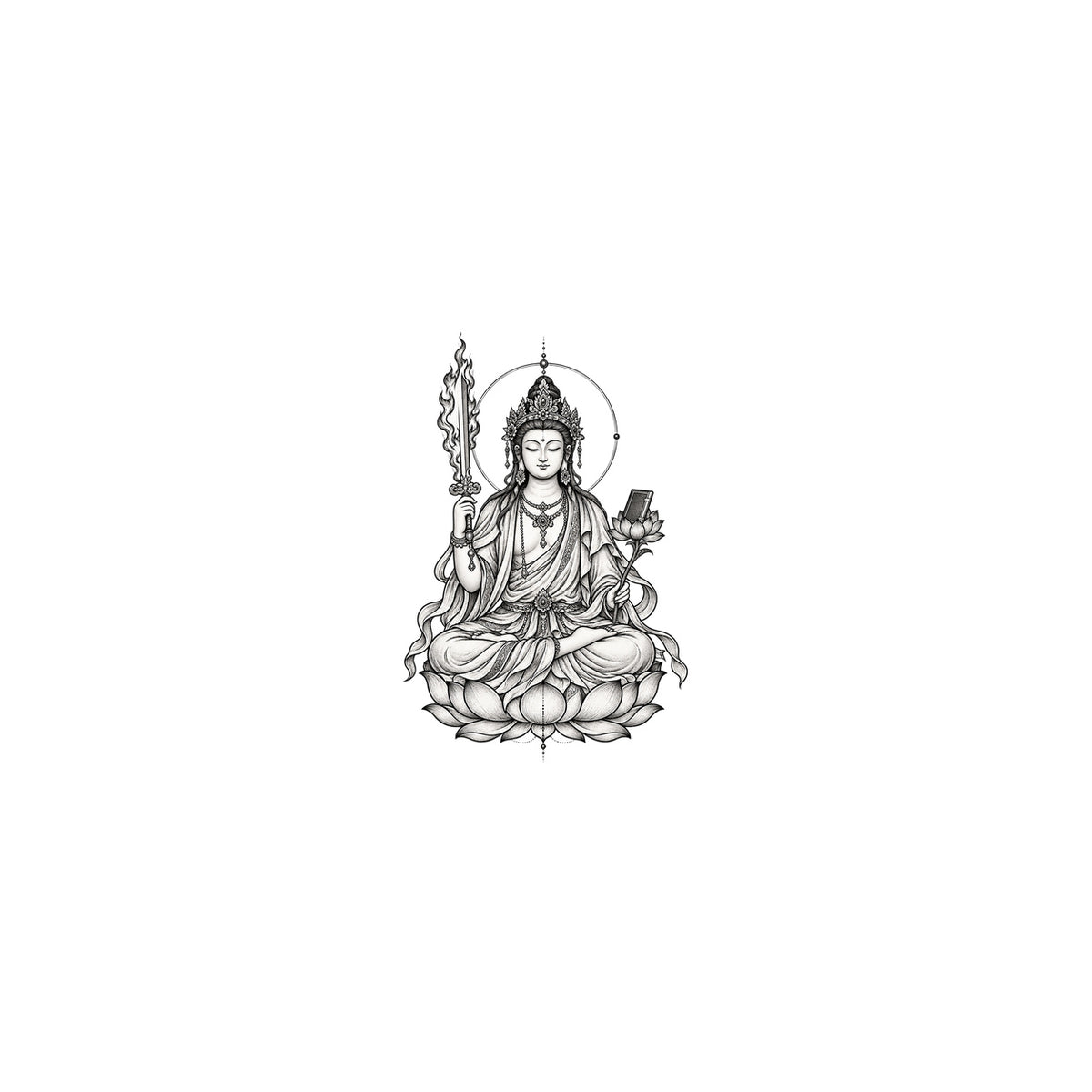 Buddhist Manjushri Graphic Temporary Tattoo