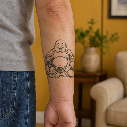 Budai Laughing Monk Temporary Tattoo – Buddhist Mysticism Art