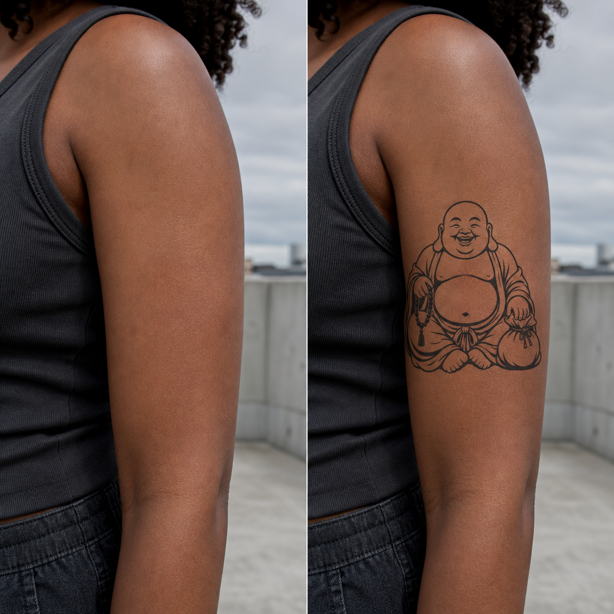 Budai Laughing Monk Temporary Tattoo – Buddhist Mysticism Art
