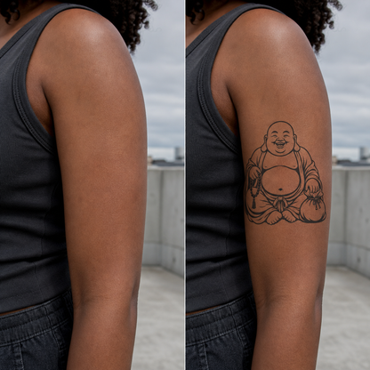 Budai Laughing Monk Temporary Tattoo – Buddhist Mysticism Art