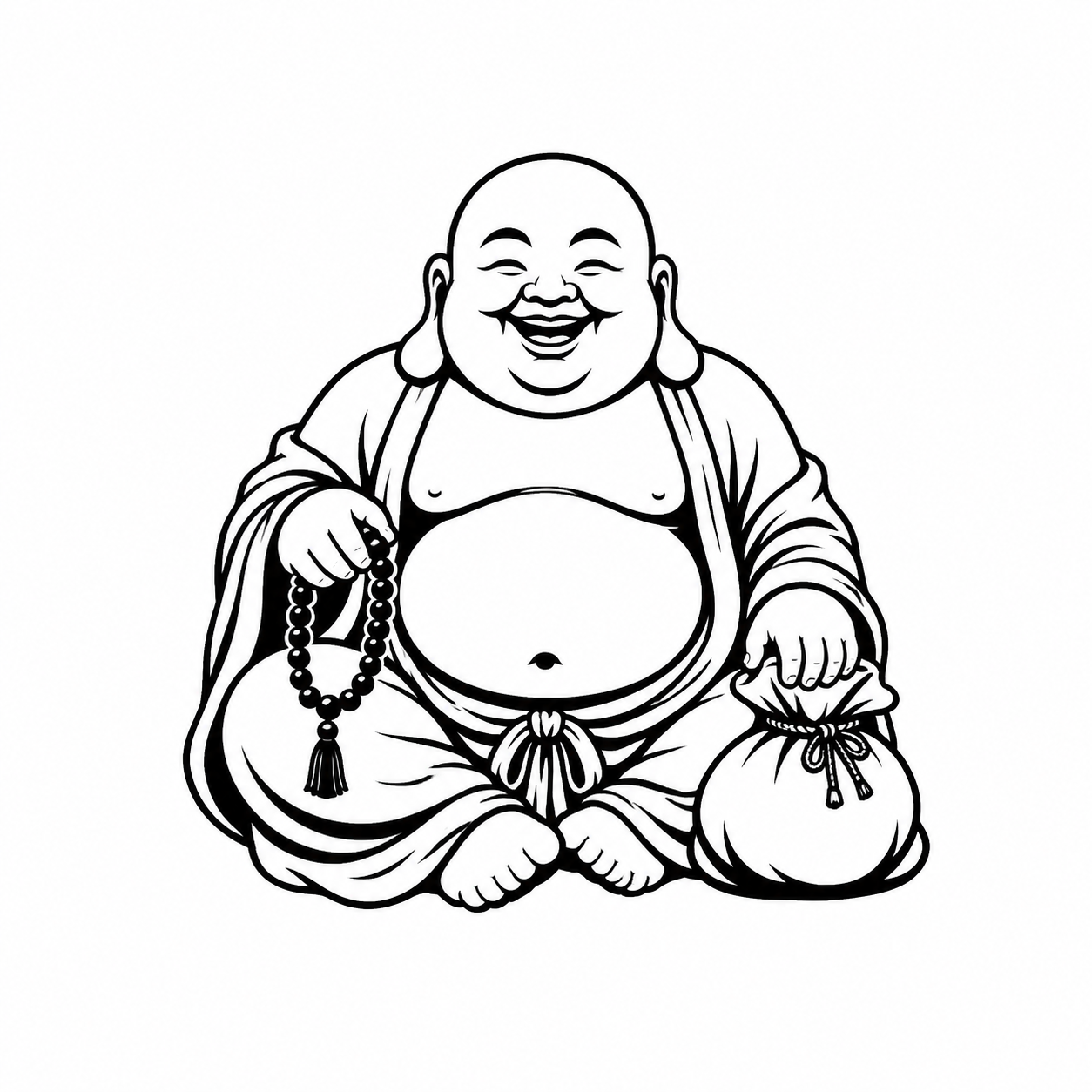 Budai Laughing Monk Temporary Tattoo – Buddhist Mysticism Art
