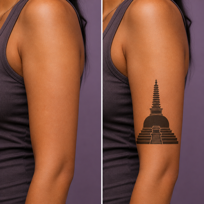 Buddhist Stupa Mysticism Temporary Tattoo