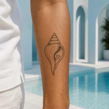 Buddhist Dharma Conch Temporary Tattoo