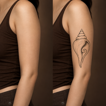 Buddhist Dharma Conch Temporary Tattoo