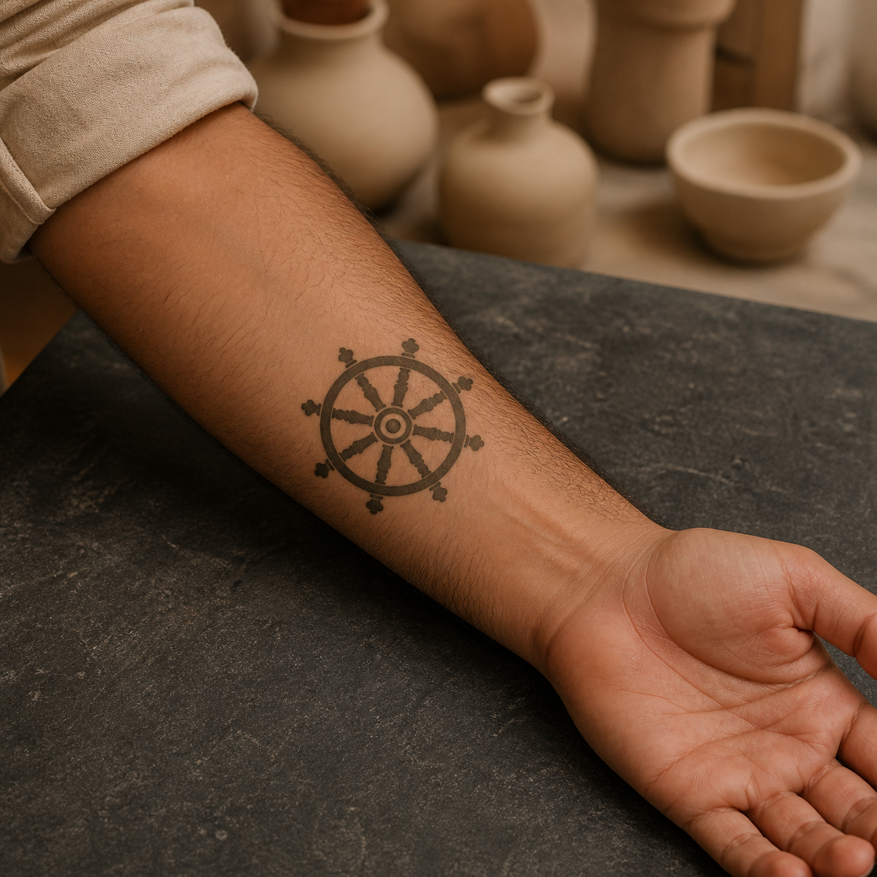 Dharma Wheel Buddhist Mysticism Temporary Tattoo