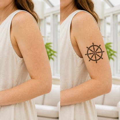 Dharma Wheel Buddhist Mysticism Temporary Tattoo