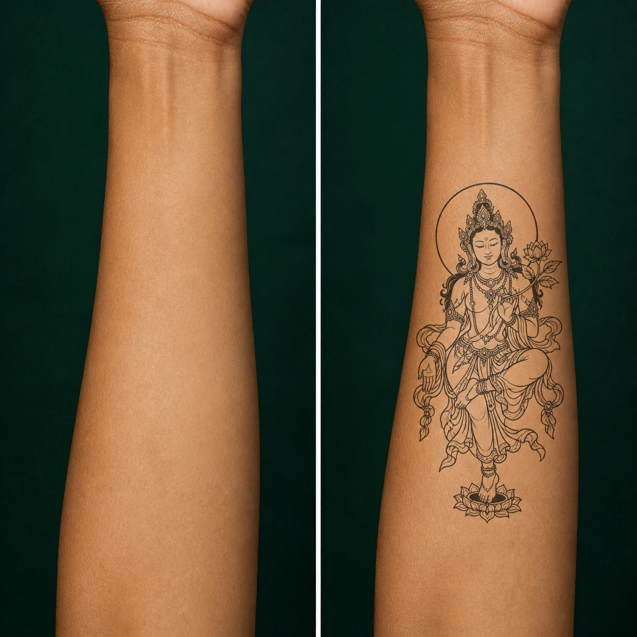 Green Tara Temporary Tattoo | Buddhist Mysticism Art