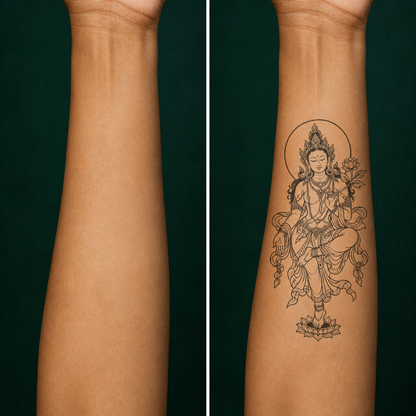 Green Tara Temporary Tattoo | Buddhist Mysticism Art