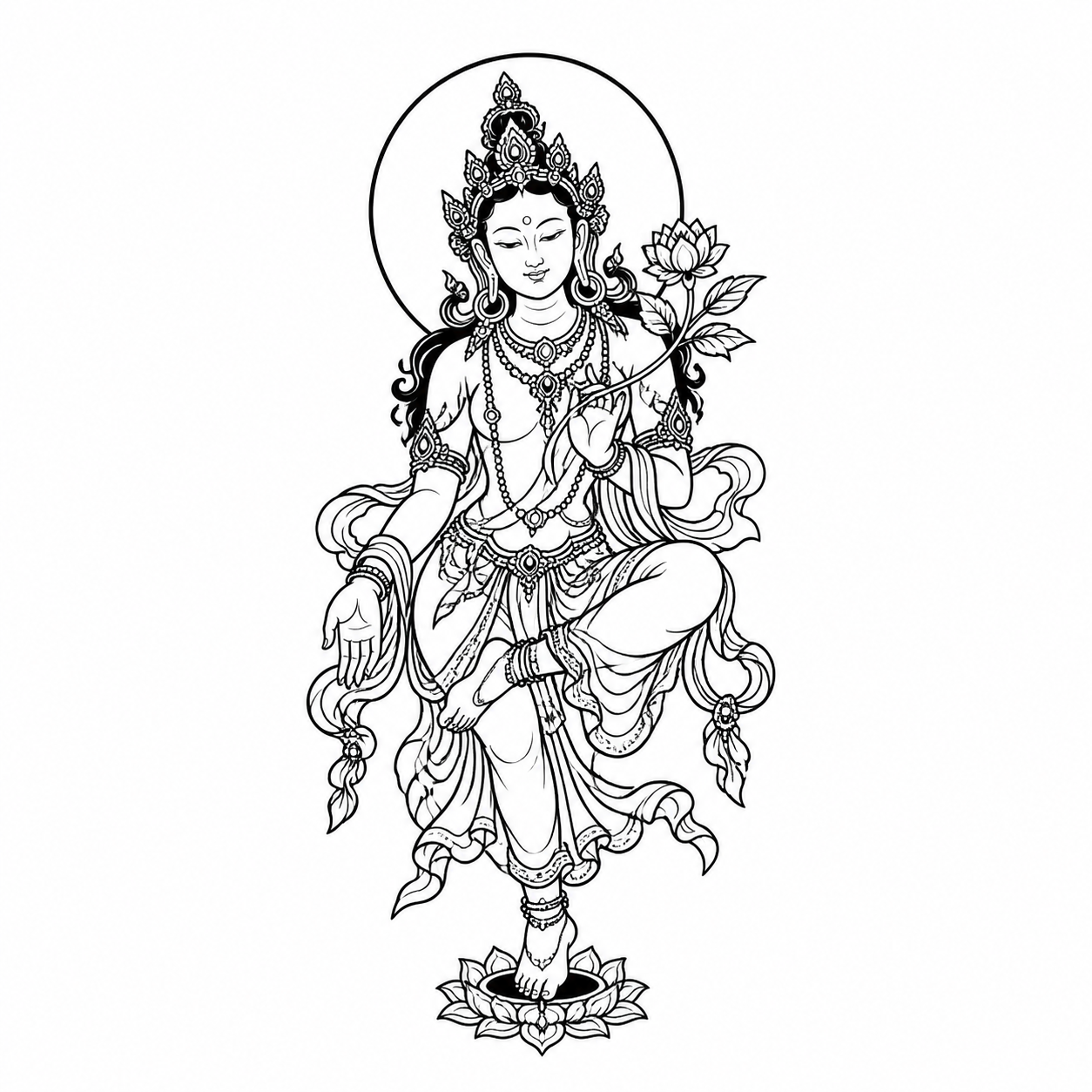 Green Tara Temporary Tattoo | Buddhist Mysticism Art