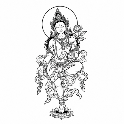 Green Tara Temporary Tattoo | Buddhist Mysticism Art