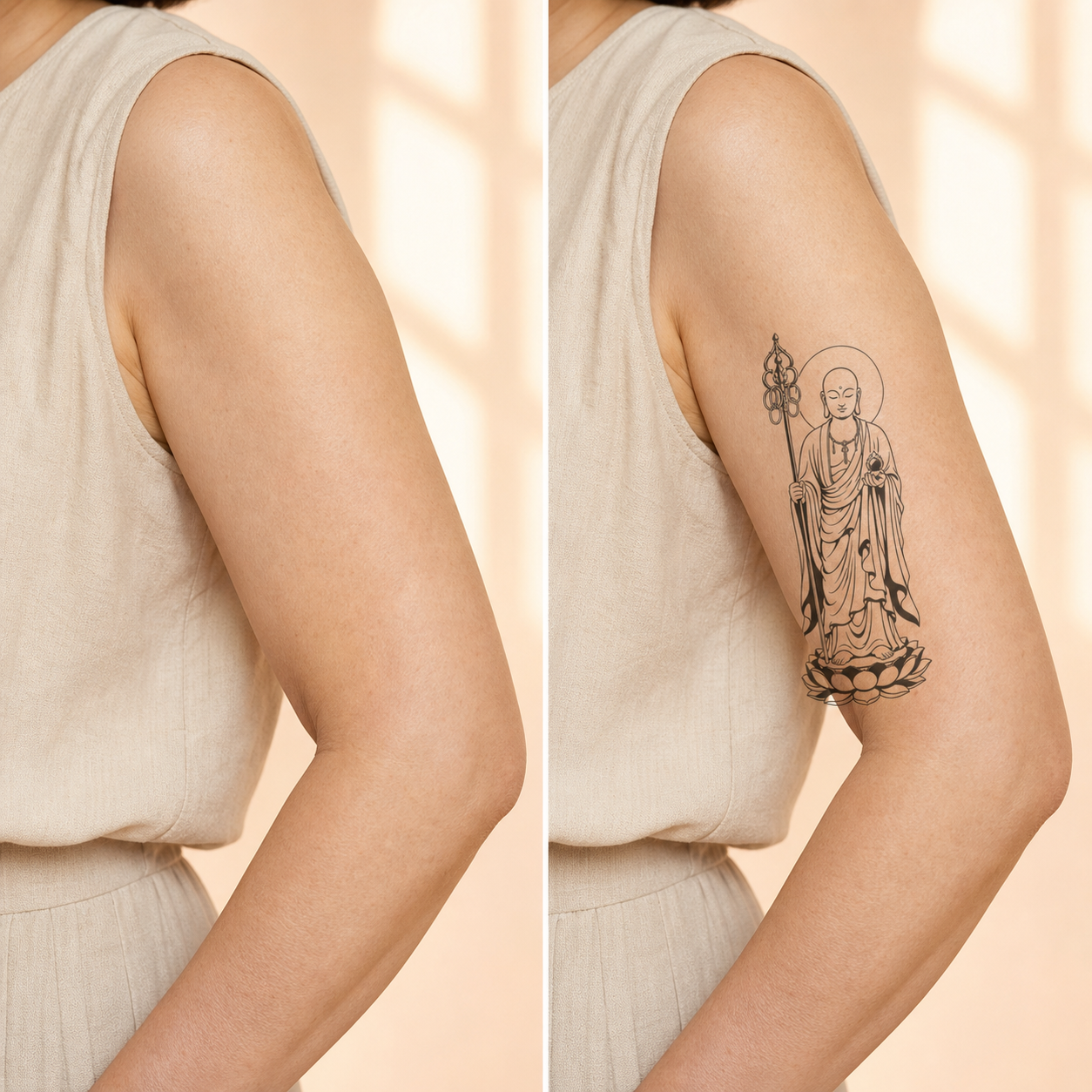 Ksitigarbha Bodhisattva Temporary Tattoo - Buddhist Mysticism