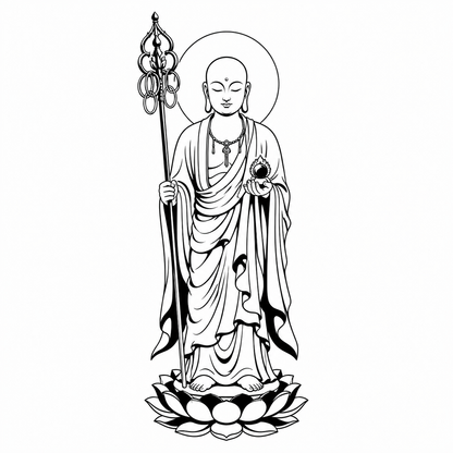 Ksitigarbha Bodhisattva Temporary Tattoo - Buddhist Mysticism