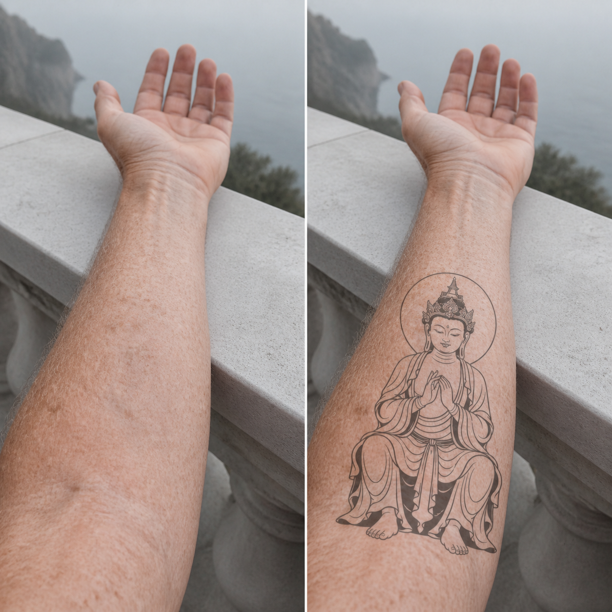 Maitreya Buddha Temporary Tattoo - Buddhist Mysticism Art