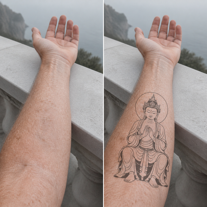 Maitreya Buddha Temporary Tattoo - Buddhist Mysticism Art