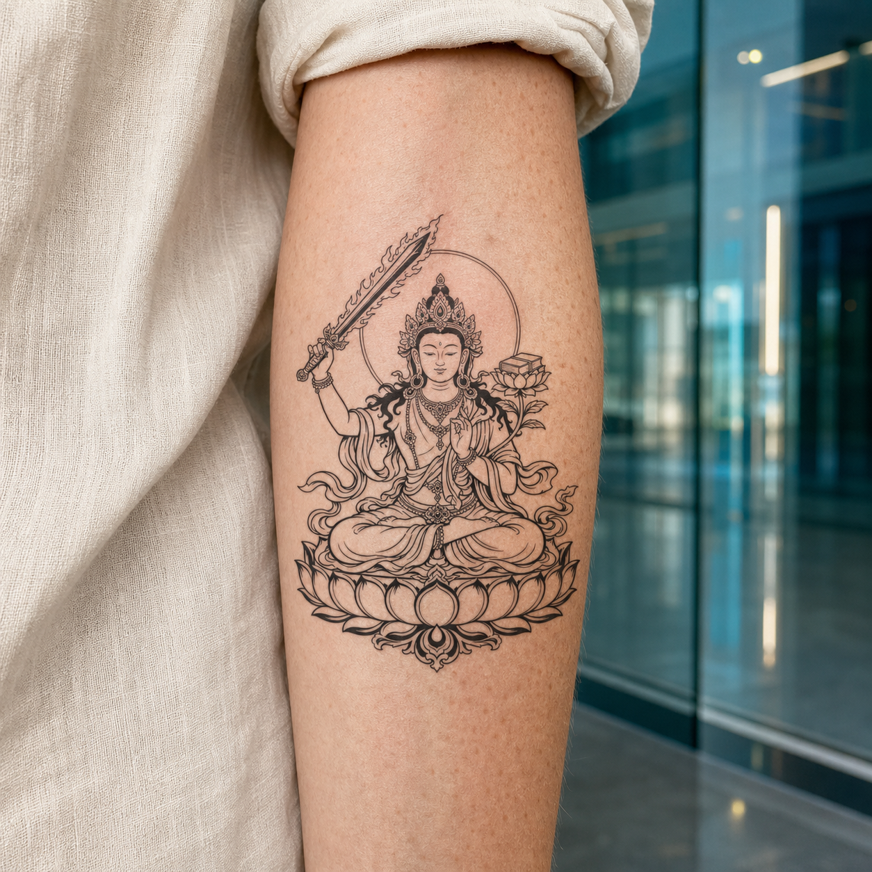 Manjushri Bodhisattva Temporary Tattoo | Buddhist Mysticism Art