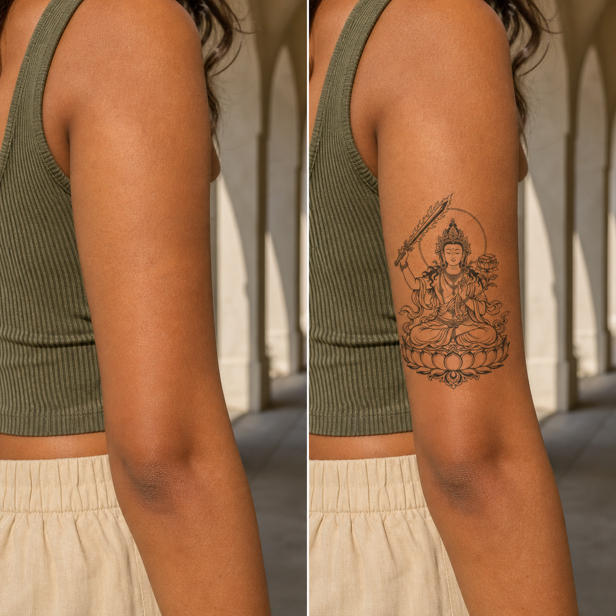 Manjushri Bodhisattva Temporary Tattoo | Buddhist Mysticism Art