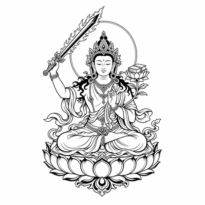 Manjushri Bodhisattva Temporary Tattoo | Buddhist Mysticism Art