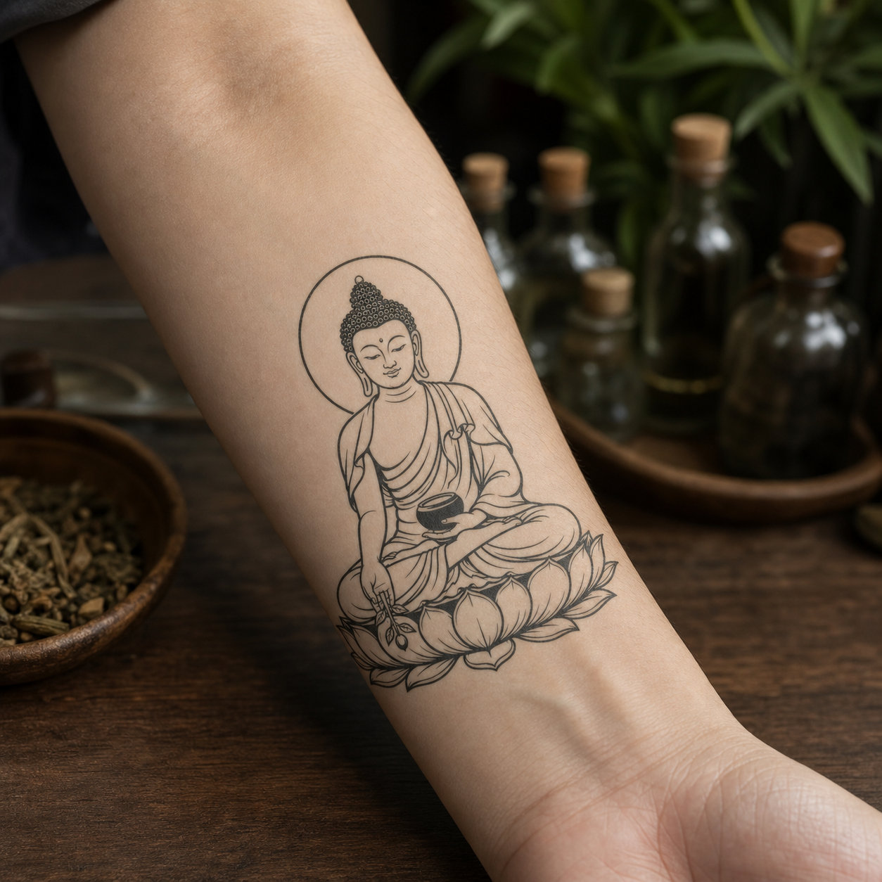 Medicine Buddha Temporary Tattoo (Buddhist Mysticism Design)