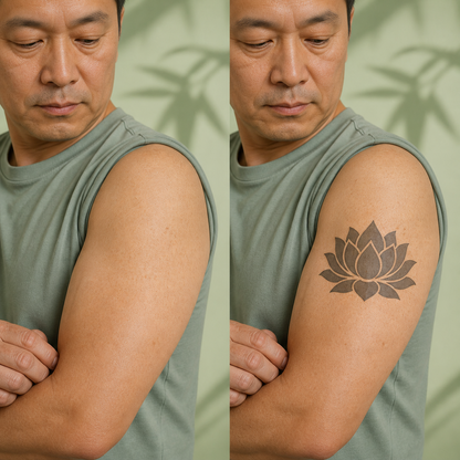 Sacred Lotus Buddhist Mysticism Temporary Tattoo