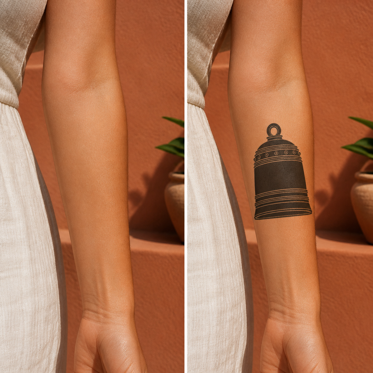 Buddhist Mysticism Temple Bell Temporary Tattoo