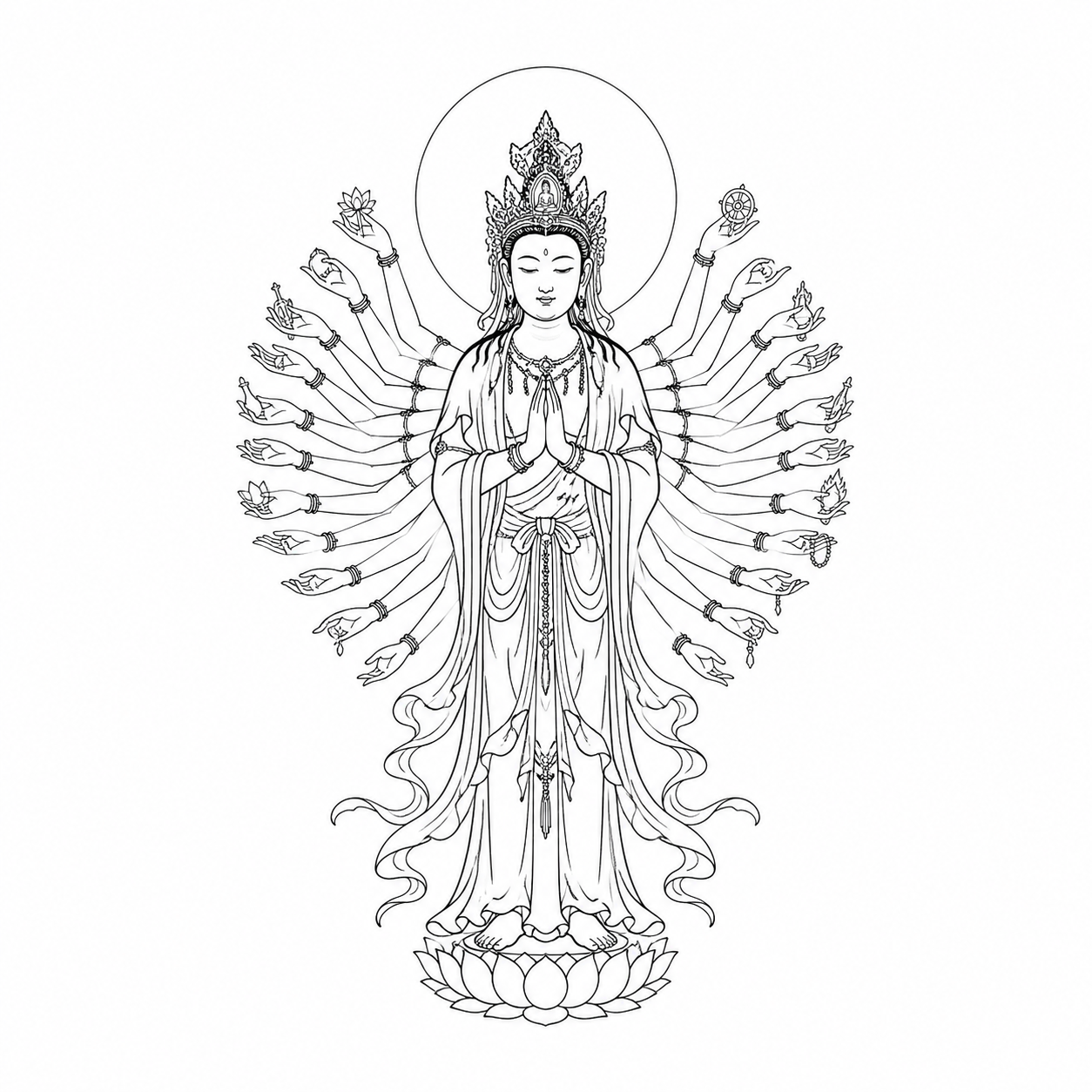 Thousand Arm Guanyin Temporary Tattoo
