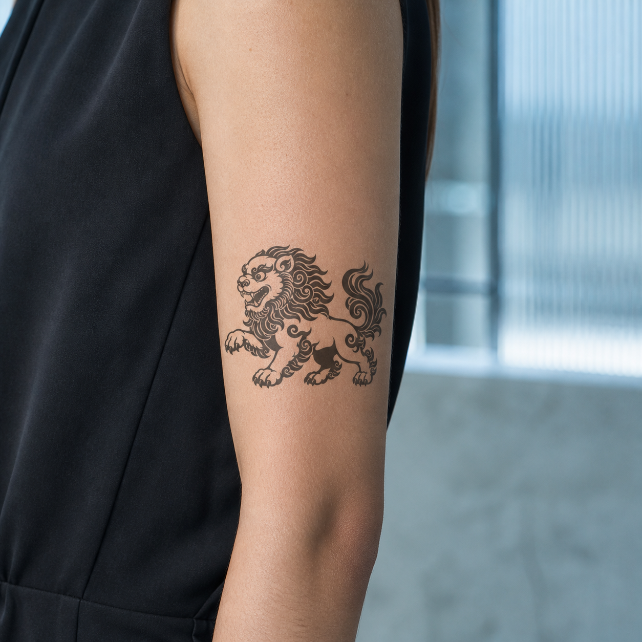 Tibetan Snow Lion Temporary Tattoo