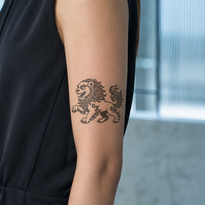 Tibetan Snow Lion Temporary Tattoo