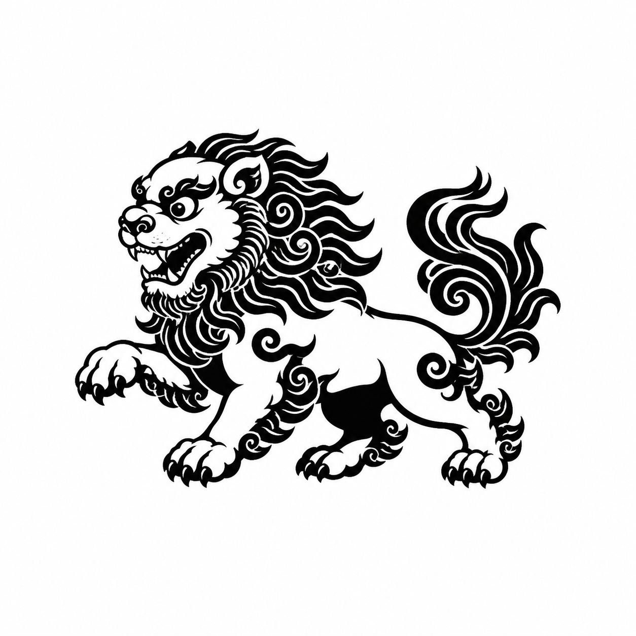 Tibetan Snow Lion Temporary Tattoo