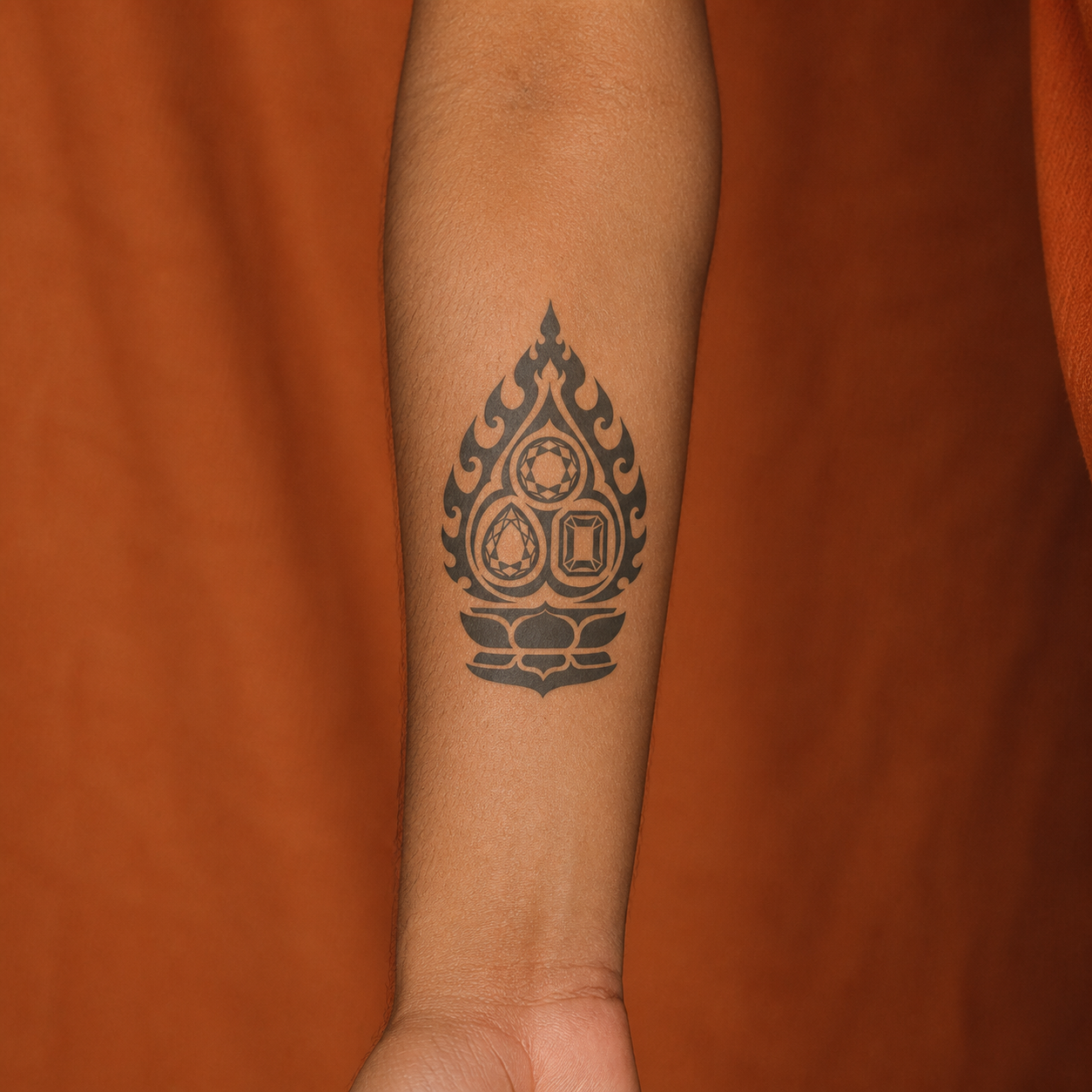 Buddhist Mysticism Triple Gem Temporary Tattoo