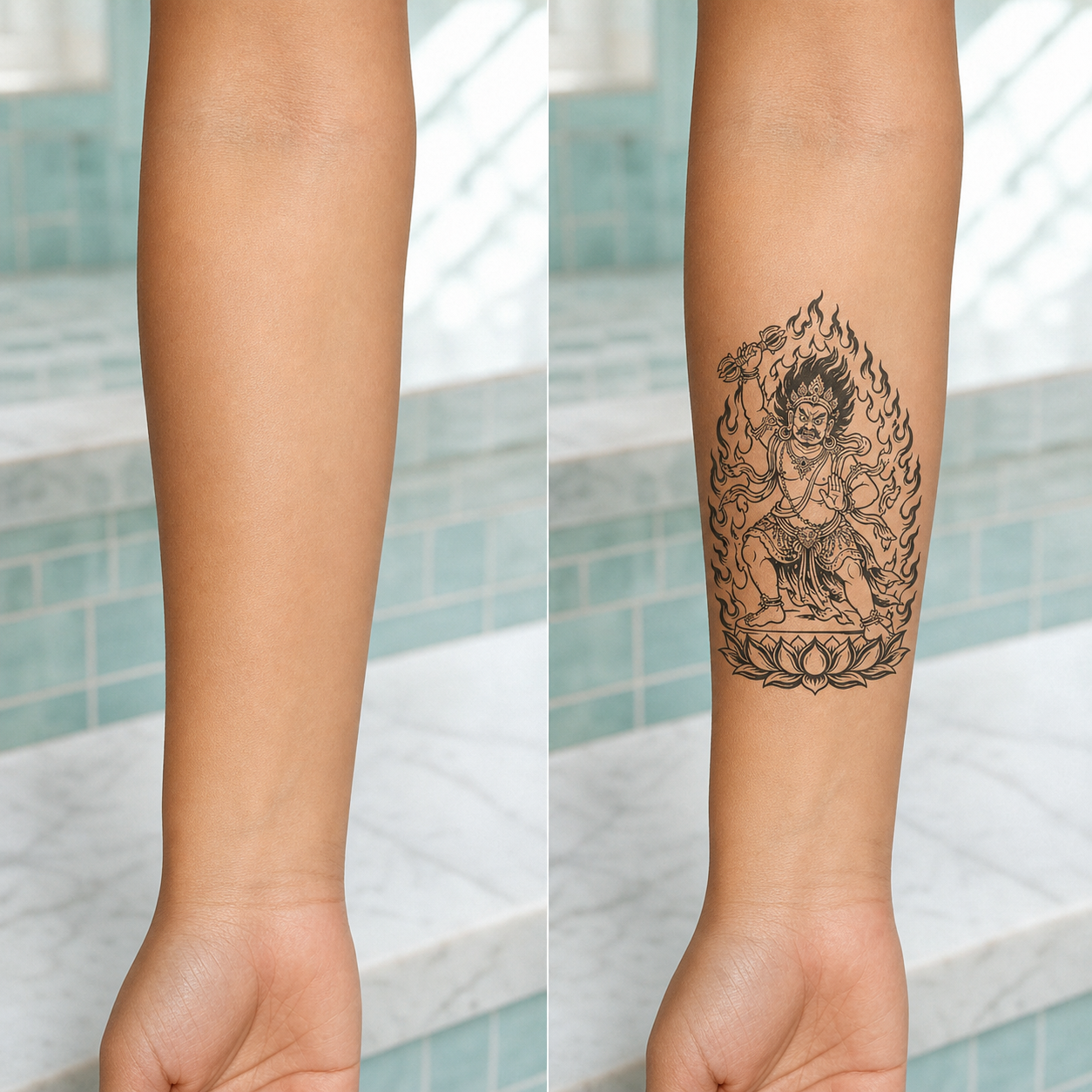 Vajrapani Guardian Temporary Tattoo – Buddhist Mysticism Art