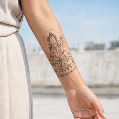 White Tara Temporary Tattoo – Buddhist Mysticism Design