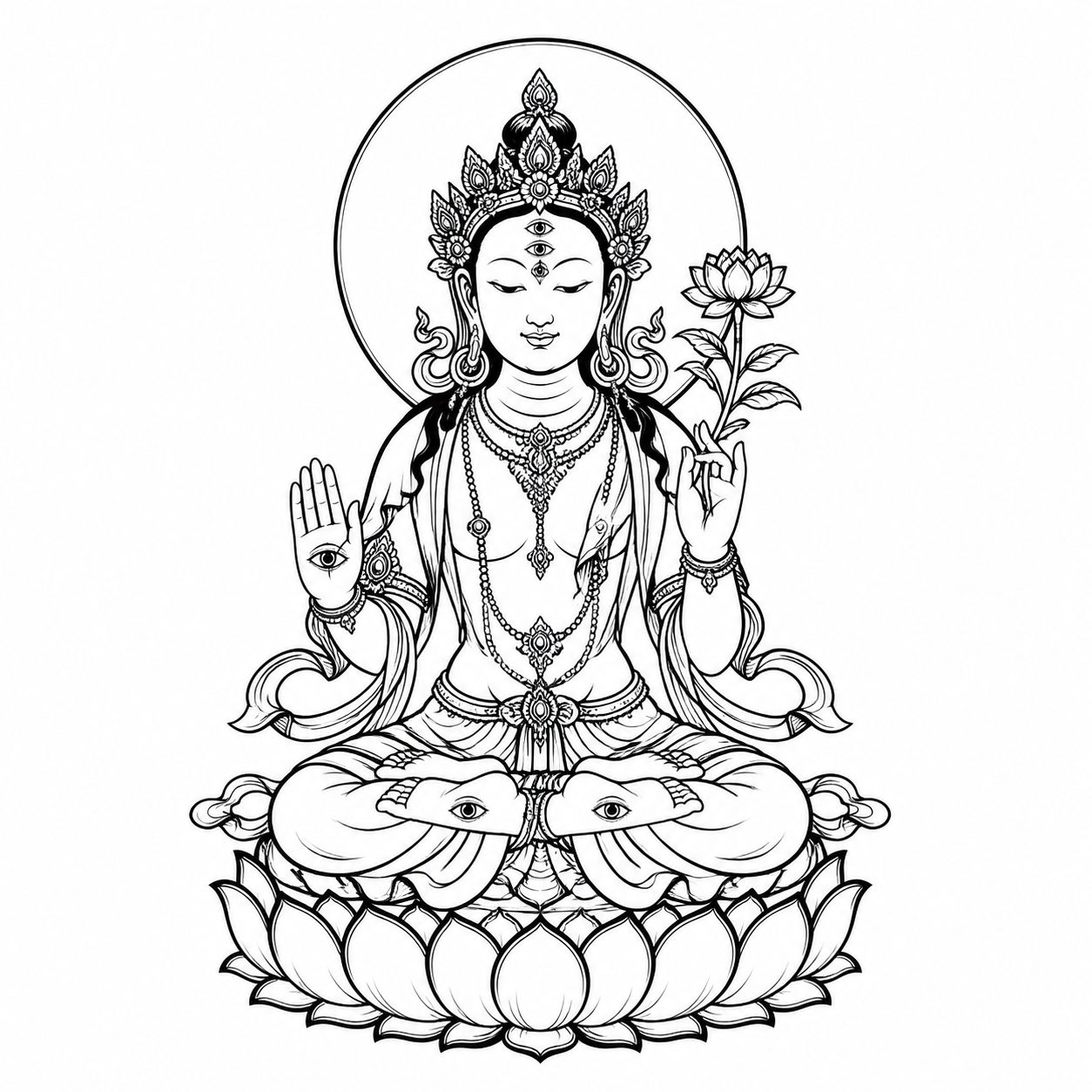 White Tara Temporary Tattoo – Buddhist Mysticism Design