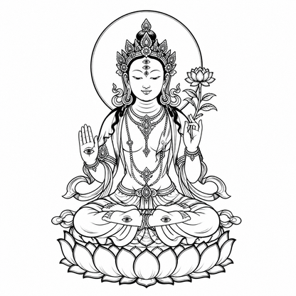White Tara Temporary Tattoo – Buddhist Mysticism Design