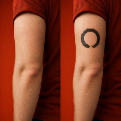Minimalist Zen Enso Circle Temporary Tattoo