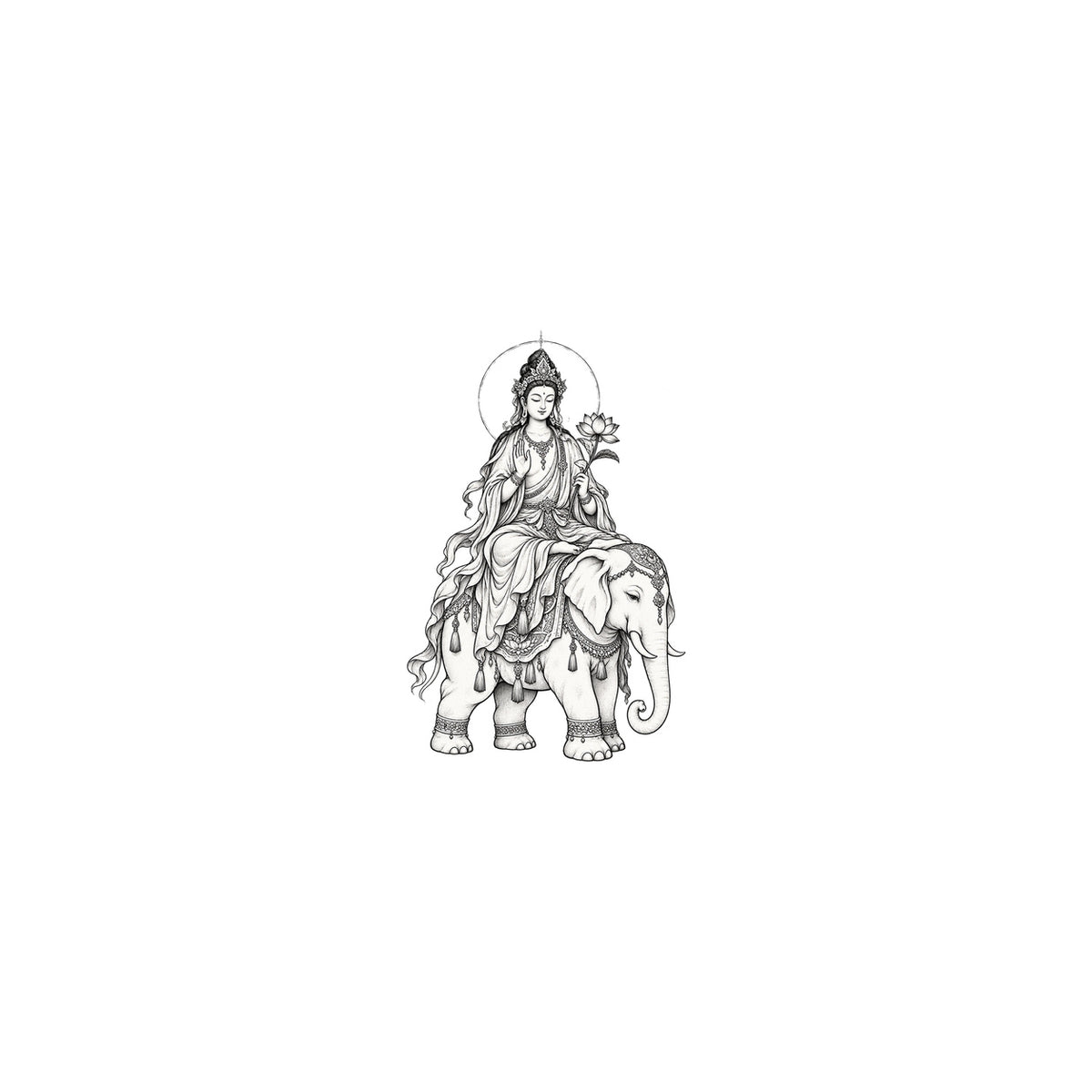 Samantabhadra Buddhist Graphic Temporary Tattoo