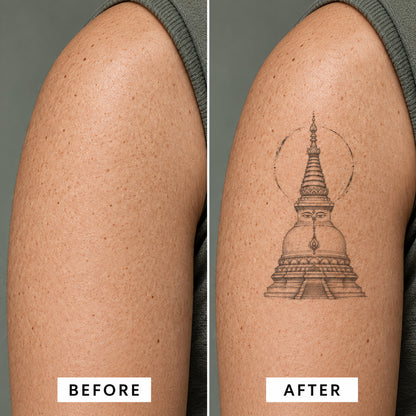 Buddhist Stupa Graphic Temporary Tattoo