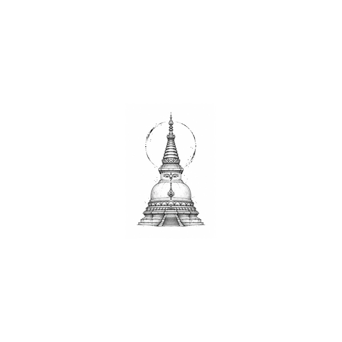Buddhist Stupa Graphic Temporary Tattoo