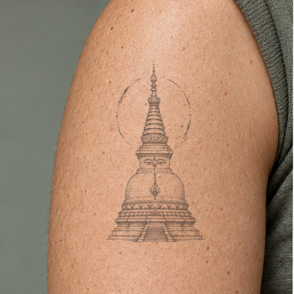 Buddhist Stupa Graphic Temporary Tattoo