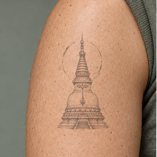 Buddhist Stupa Graphic Temporary Tattoo