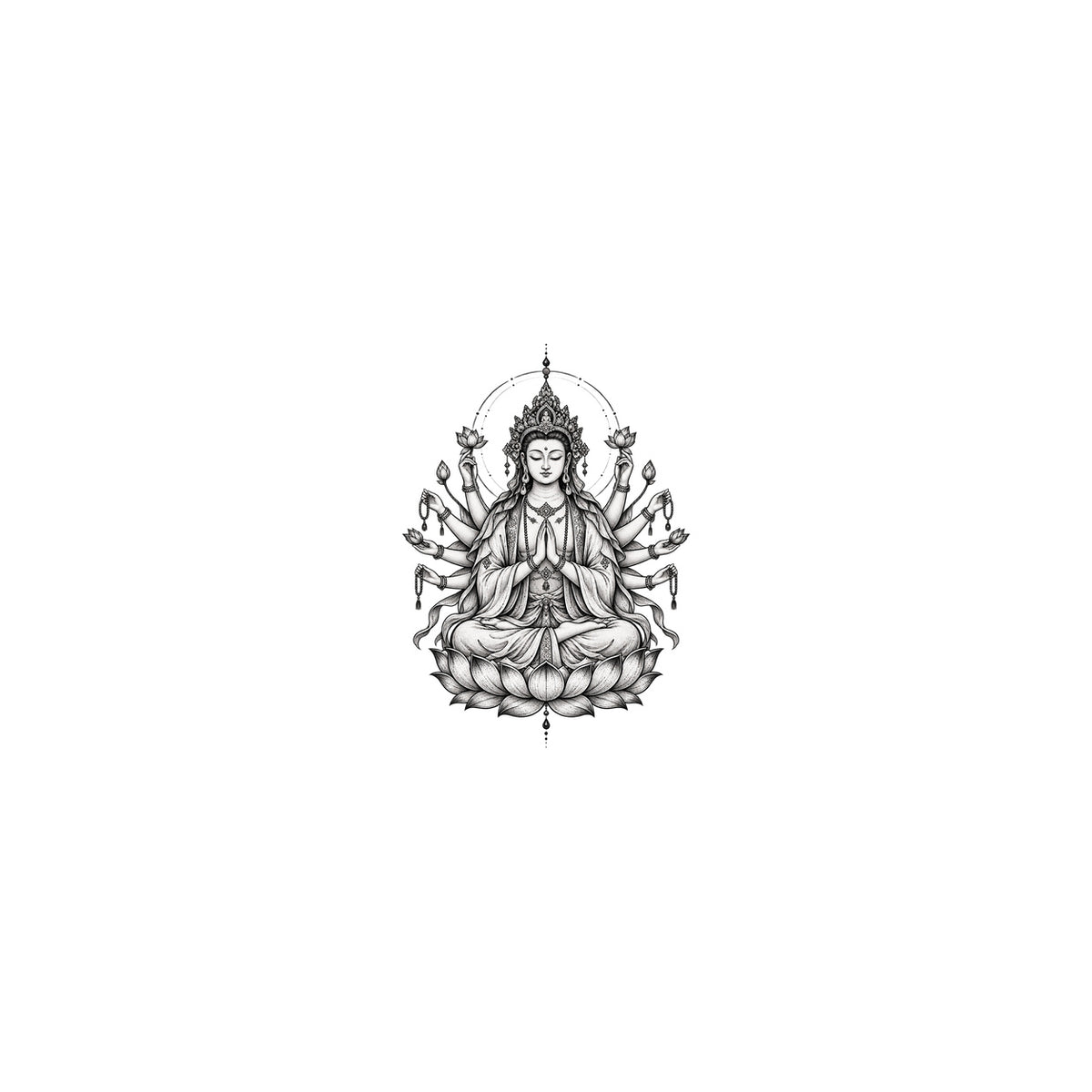 Buddhist Thousand-Arm Guanyin Graphic Temporary Tattoo