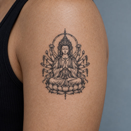 Buddhist Thousand-Arm Guanyin Graphic Temporary Tattoo